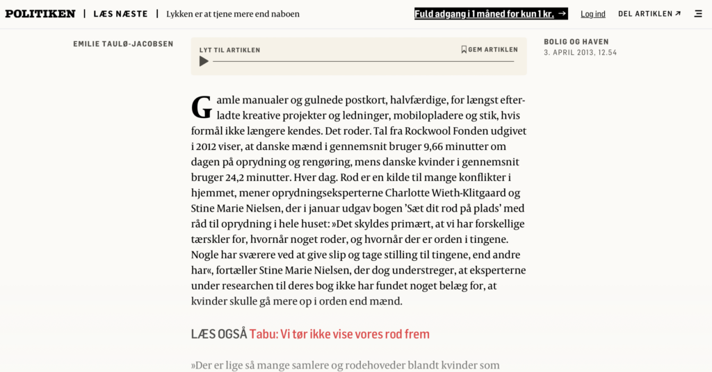 Kvinder bruger længere tid på at rydde op